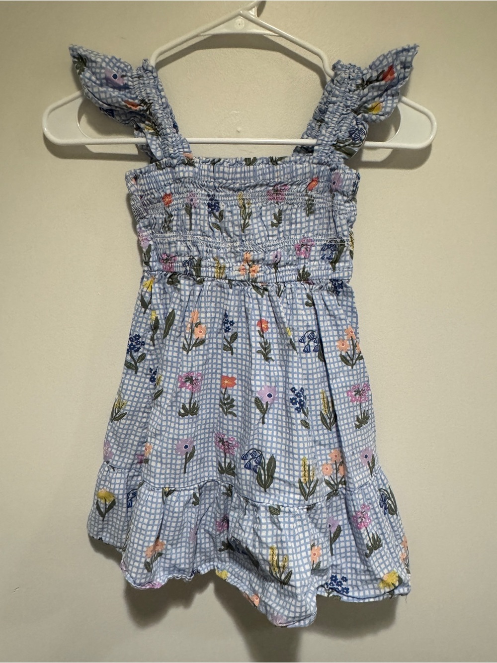 Cotton On Girls' Light Blue Floral Smocked Sundress